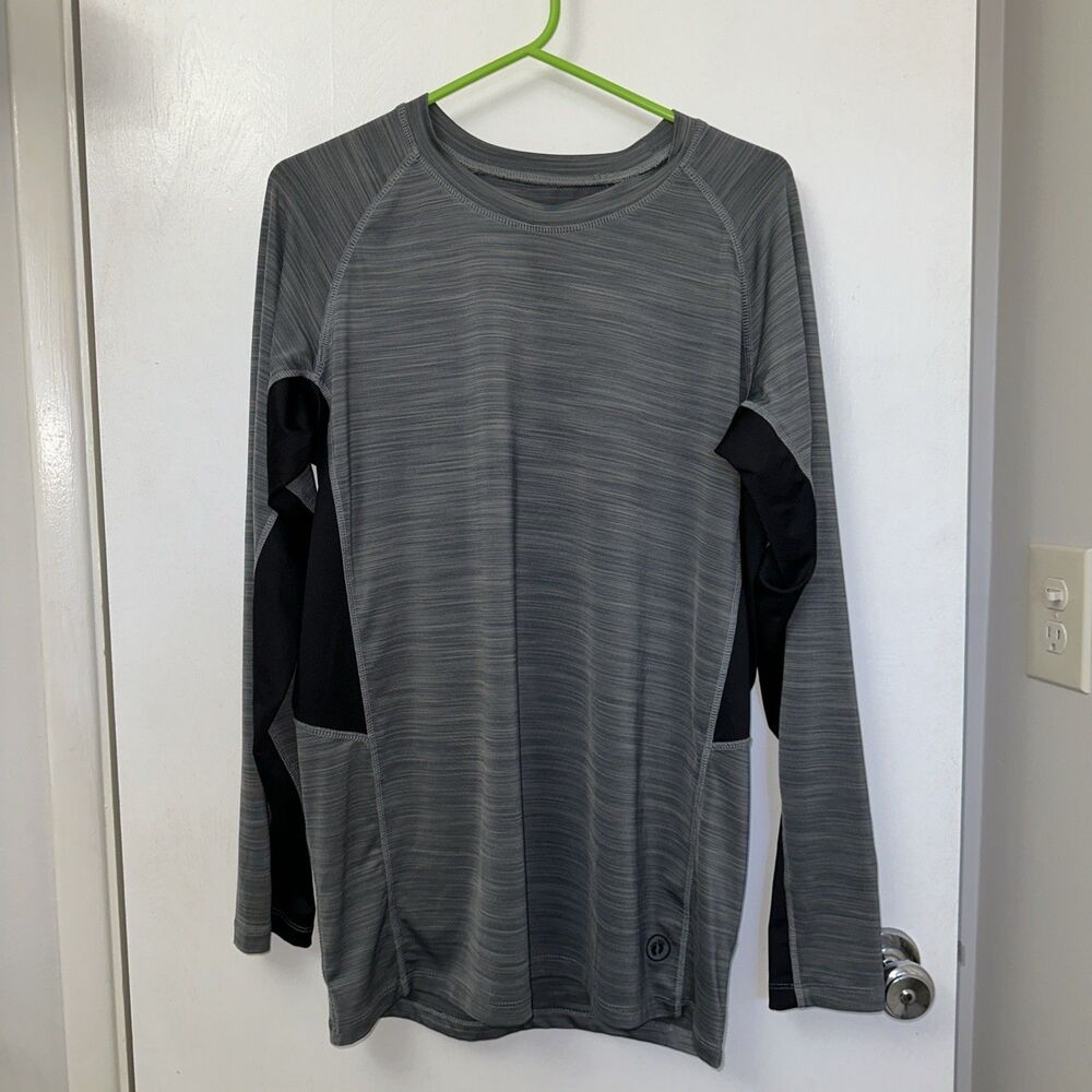 HANG TEN  Long Sleeve Shirt UV Protection Back Zip Pocket Blue Gray Medium